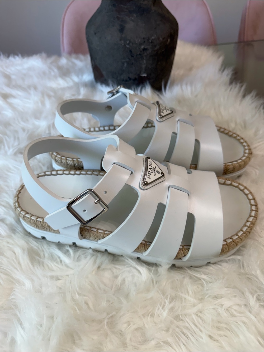 PRADA MONOLITH RUBBER SANDALS - Picture 4 of 8